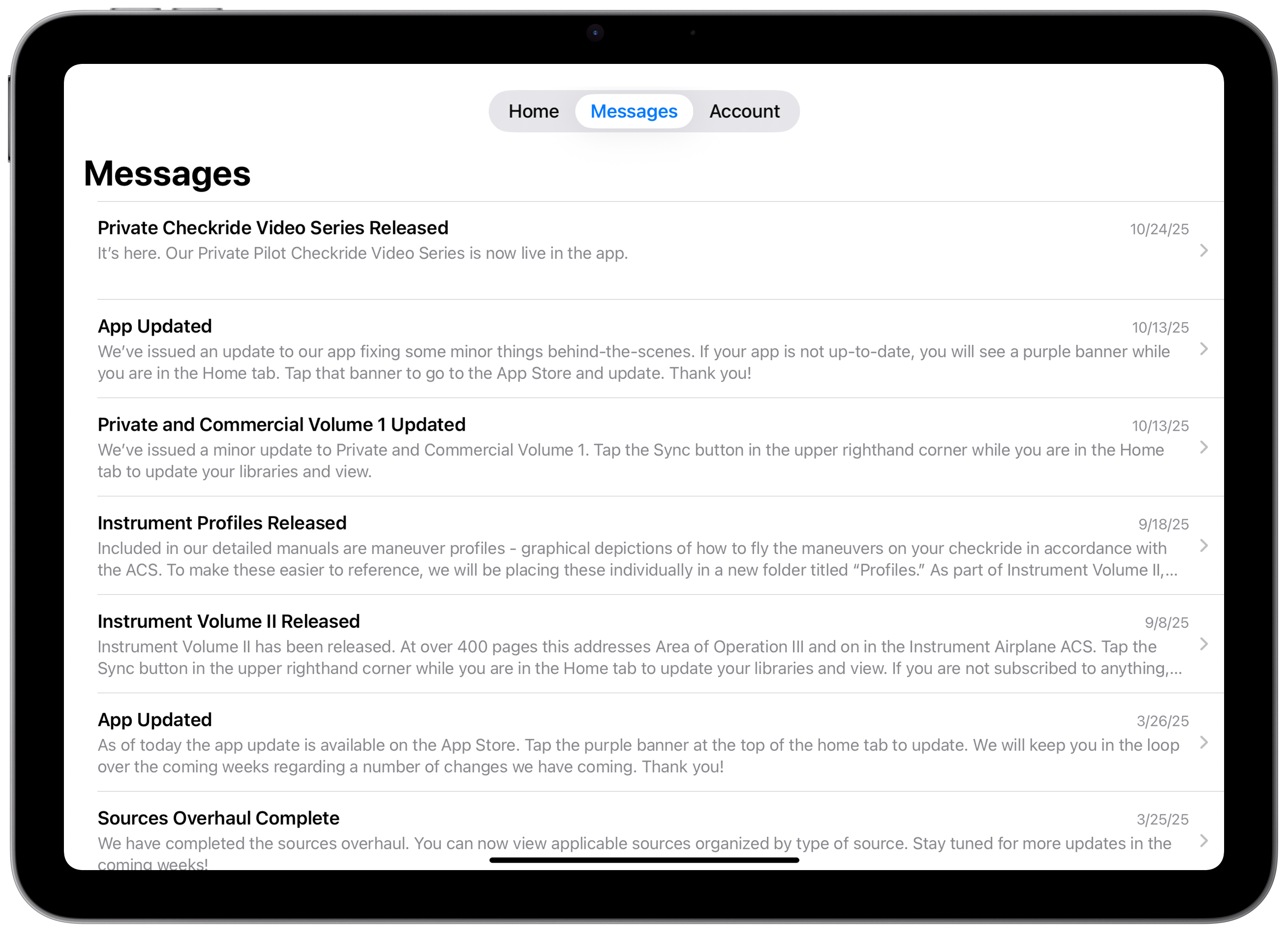 Updates and more - iPad view