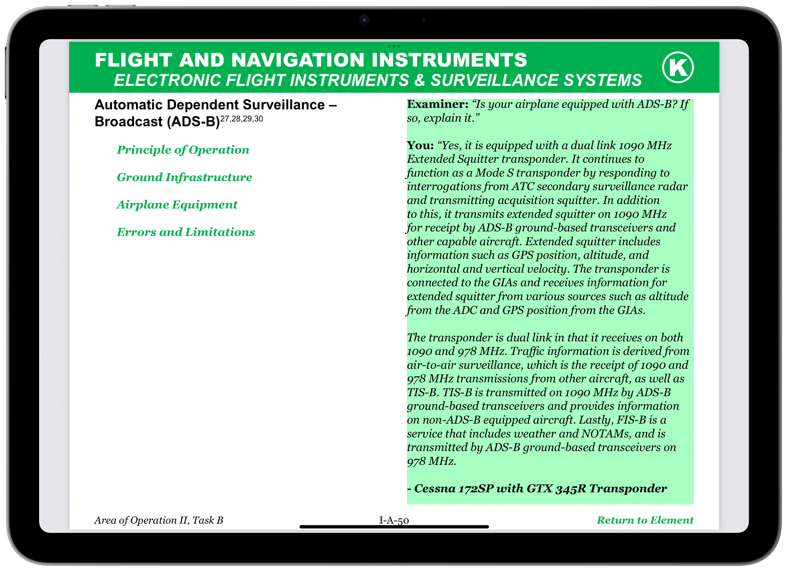 Instrument Volume I manual on iPad